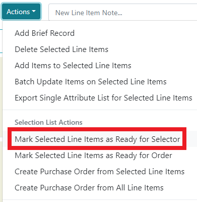 Action: Mark Ready for Selector