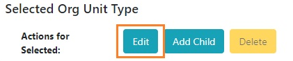 Organization unit type record edit button