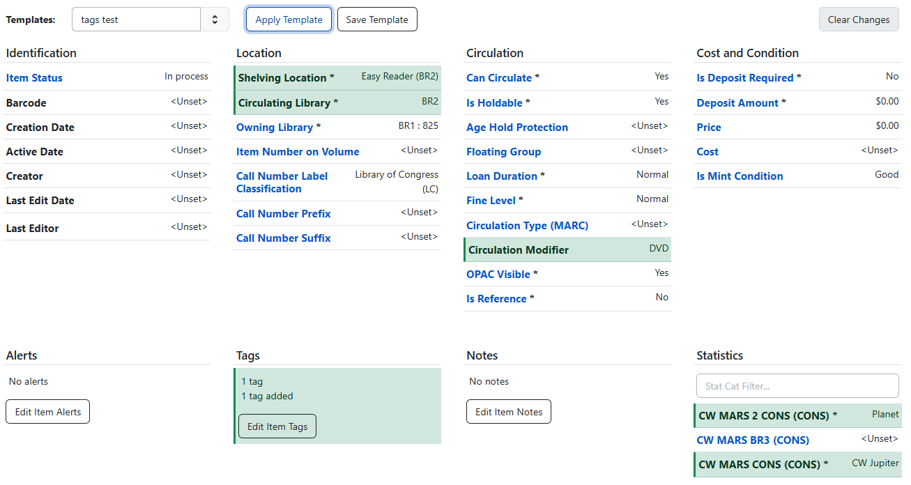 Appending Holdings Templates - second template
