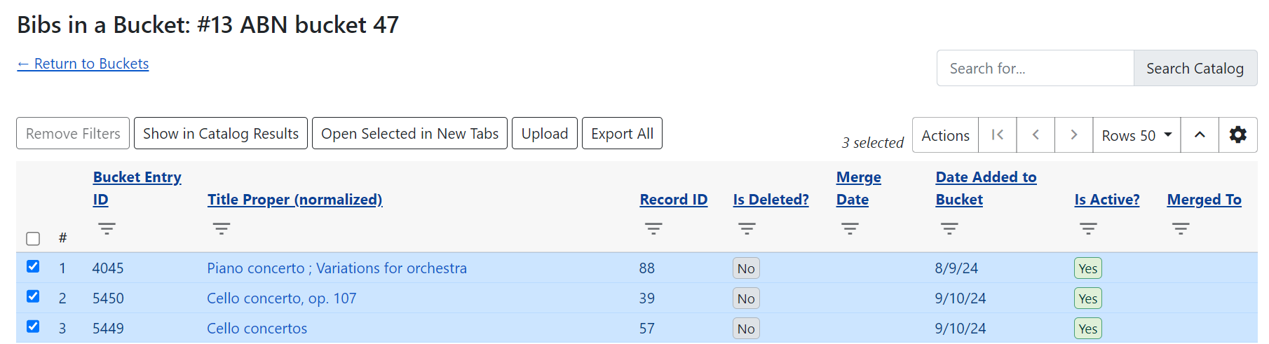 Individual record bucket view